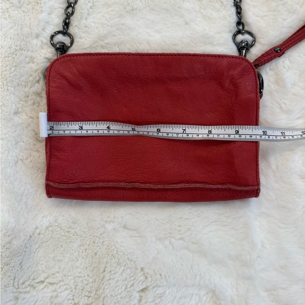 LIEBESKIND Berlin Red Leather Mini Crossbody Bag Chain Strap Cowhide - Picture 8 of 15